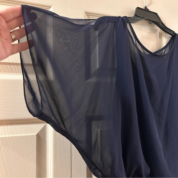 Scarlett Navy Blue Cocktail Dress-sheer top and sequin bottom. NWT Women’s 8 - Picture 2 of 6